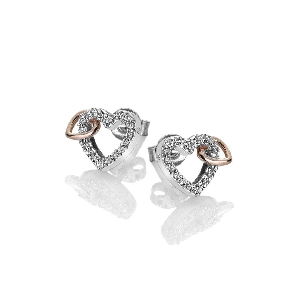 Hot Diamonds Togetherness Open Heart Earrings - Rose Gold Plate Accents
