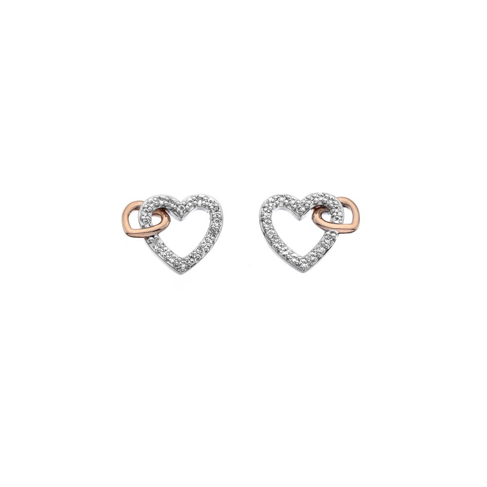 Hot Diamonds Togetherness Open Heart Earrings - Rose Gold Plate Accents