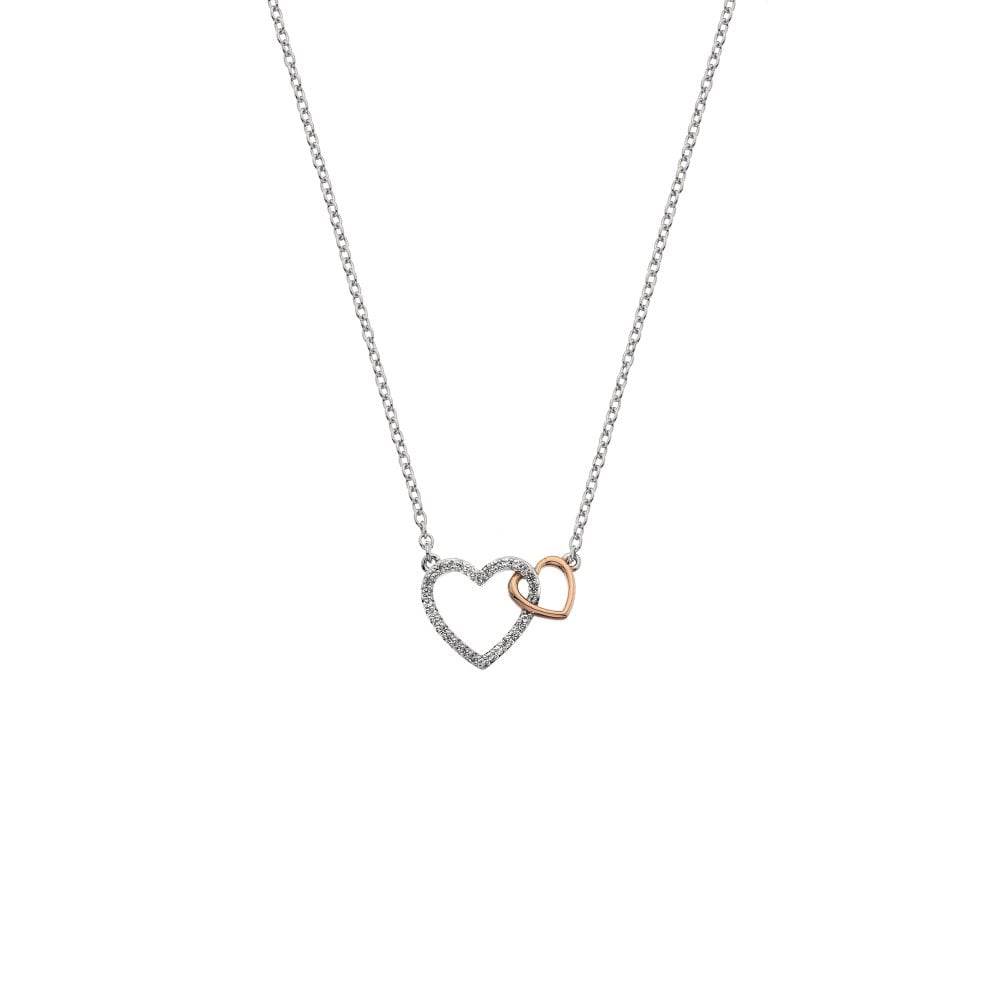 Hot Diamonds Togetherness Open Heart Pendant - Rose Gold Plate Accents