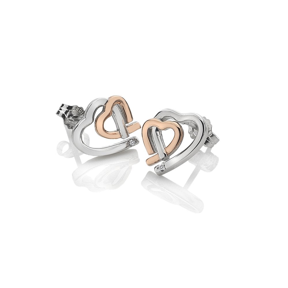 Hot Diamonds Warm Heart Earrings - Rose Gold Plate Accents