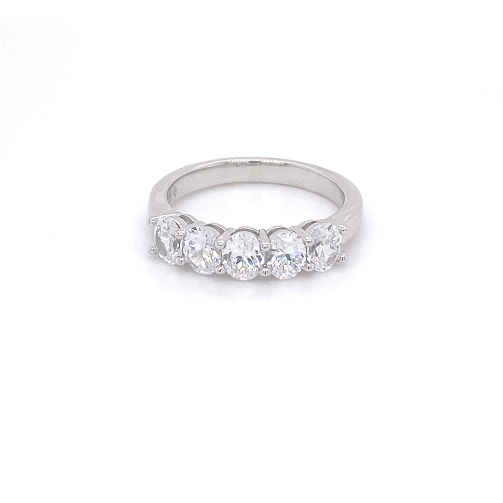 Silver 5 Stone Cubic Zirconia Ring