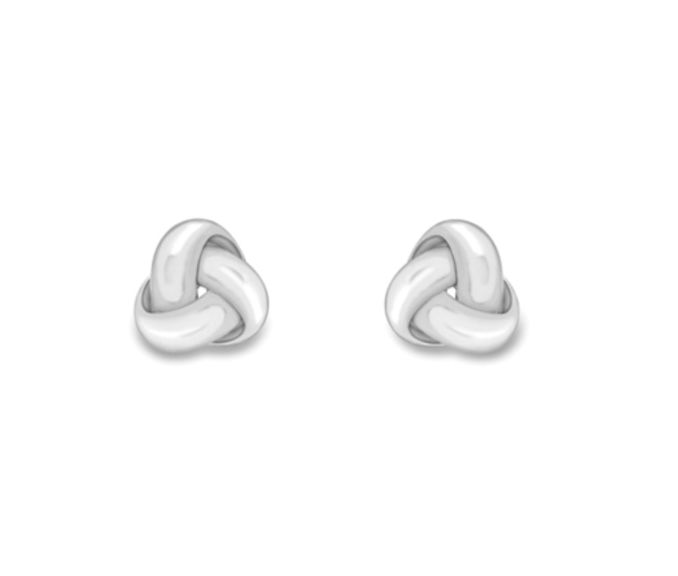 9ct White Gold Knot Earrings