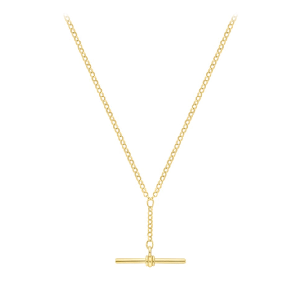 9ct Yellow Gold T-Bar Necklet