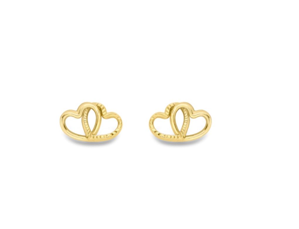 9ct Yellow Gold Double Heart Earrings