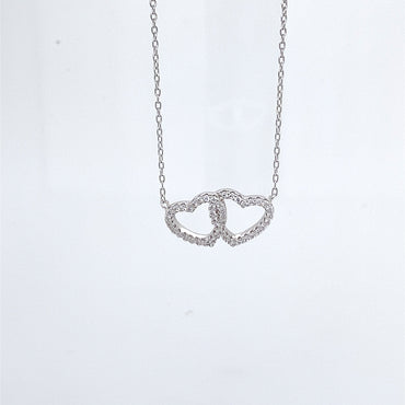 Silver & Cubic Zirconia Heart Necklet