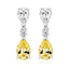 Silver Triple Drop Yellow/White Cubic Zirconia Earrings