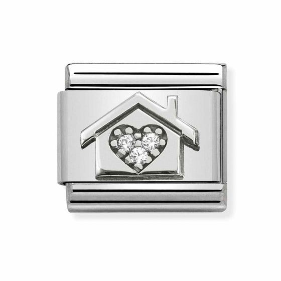 Nomination Classic Silver Home with CZ Heart Charm