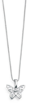 D for Diamond Filigree Butterfly Pendant