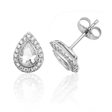 Silver & Co. Cubic Zirconia Teardrop Earrings