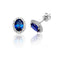 Silver & Co. Blue Cubic Zirconia Oval Shaped Halo Stud Earrings