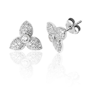 Silver & Co. CZ Three Petal Stud Earrings