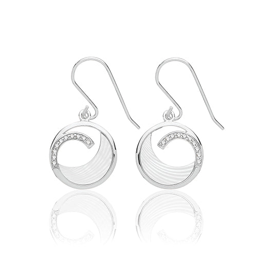 Silver & Co Mother of Pearl CZ Drop Earrings