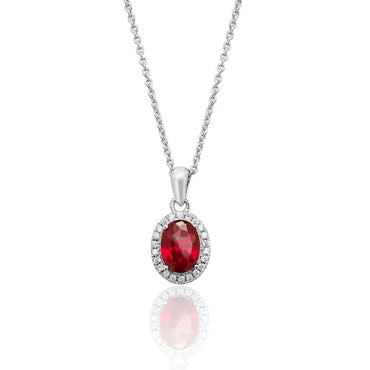 Silver & Co. Oval Red CZ Pendant