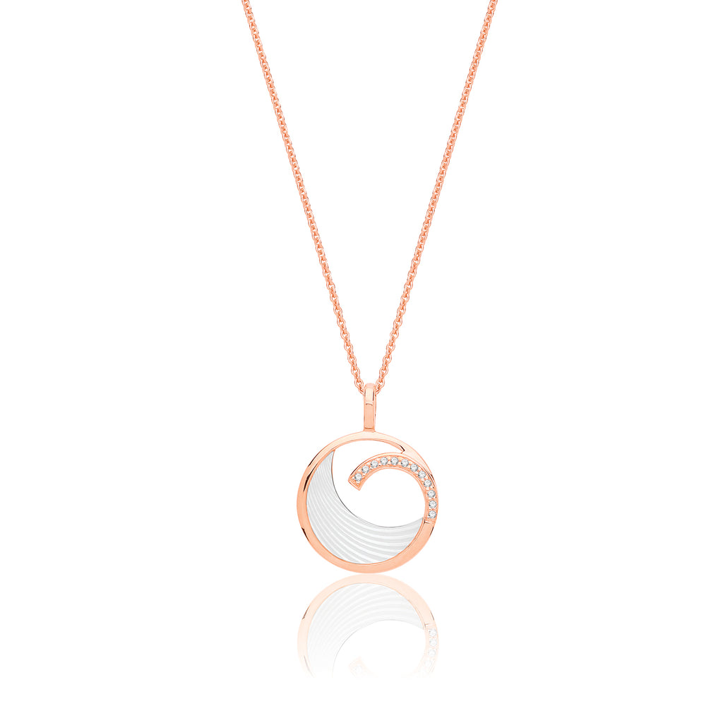 Silver & Co. Mother of Pearl Rose Gold Plated CZ Pendant