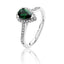 Silver & Co Pear Shape Green Cubic Zirconia Halo Ring