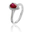 Silver & Co. Teardrop Halo Red & White Cubic Zirconia Ring