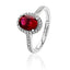 Silver & Co. Oval Halo Red & White Cubic Zirconia Ring
