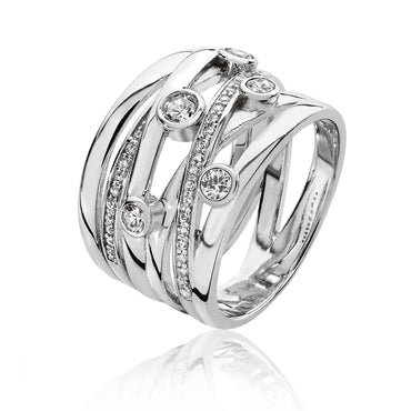 Silver & Co. CZ Multi Crossover Dress Ring