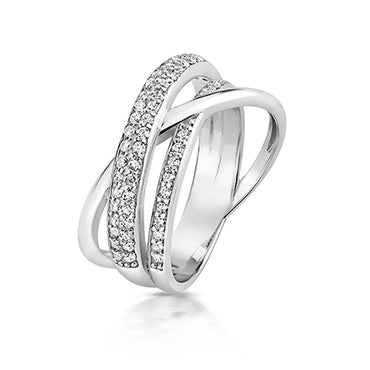 Silver & Co. Cubic Zirconia Crossover Dress Ring