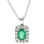 18ct White Gold Emerald & Diamond Pendant